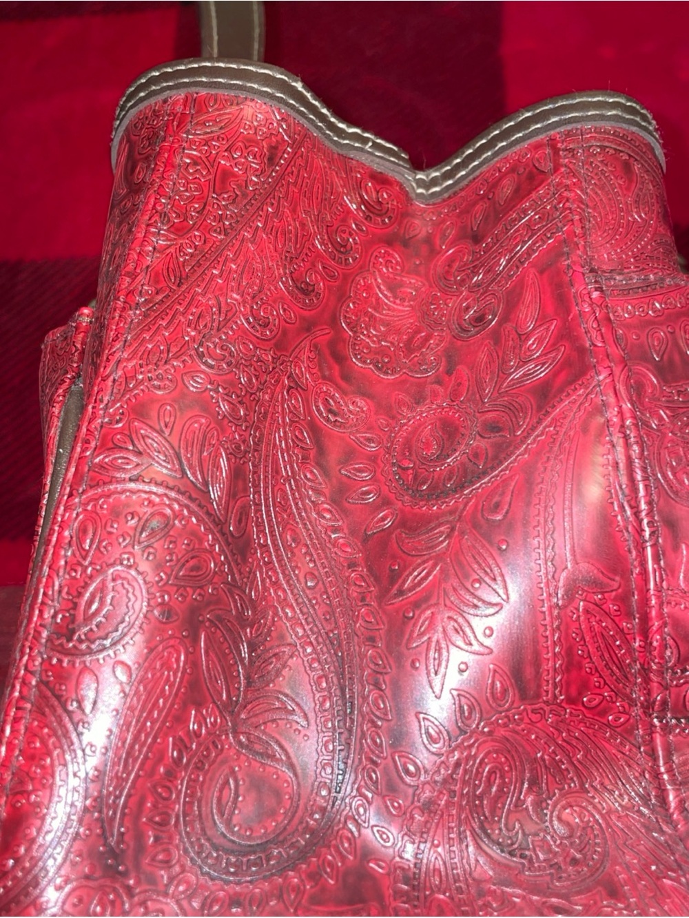 Relic Red Embossed Paisley Satchel - Picture 5 of 10